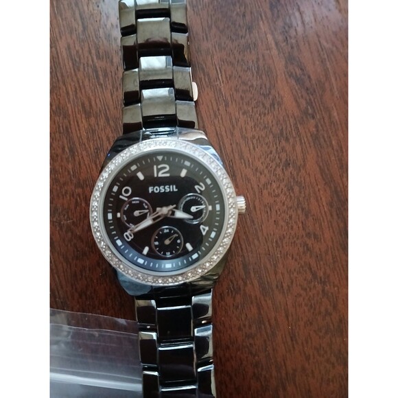 FOSSIL Women's Stainless Steel Rhinestone Face Lot of 2 Watches White/Black - Picture 7 of 8